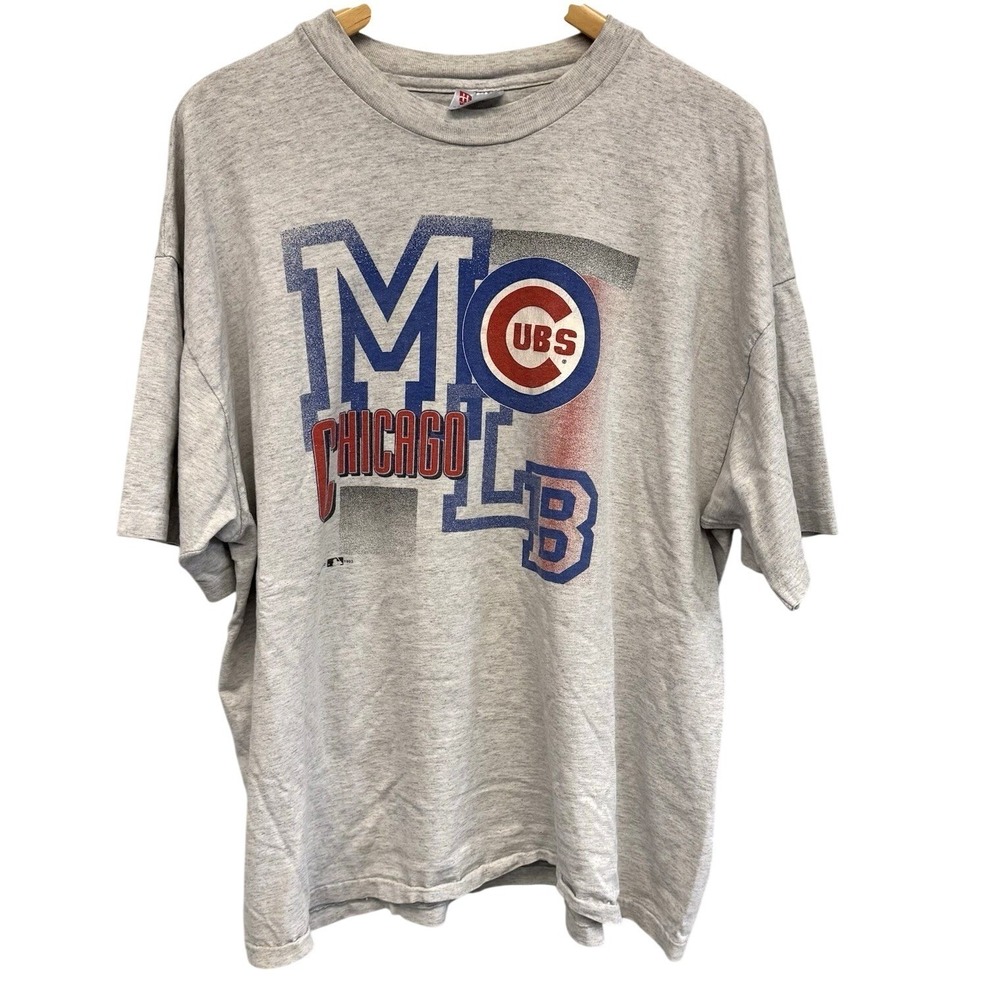 VTG 90's Chicago Cubs Hanes Graphic T Shirt S.S. Thin Distressed Made in USA 2XL